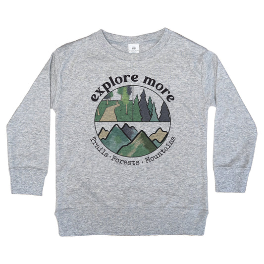 "Explore more" Grey Long Sleeve Toddler Shirt