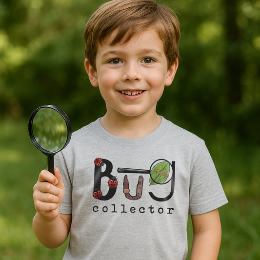 "Bug Collector" Grey Toddler and Youth T-shirt for Bug Enthusiasts