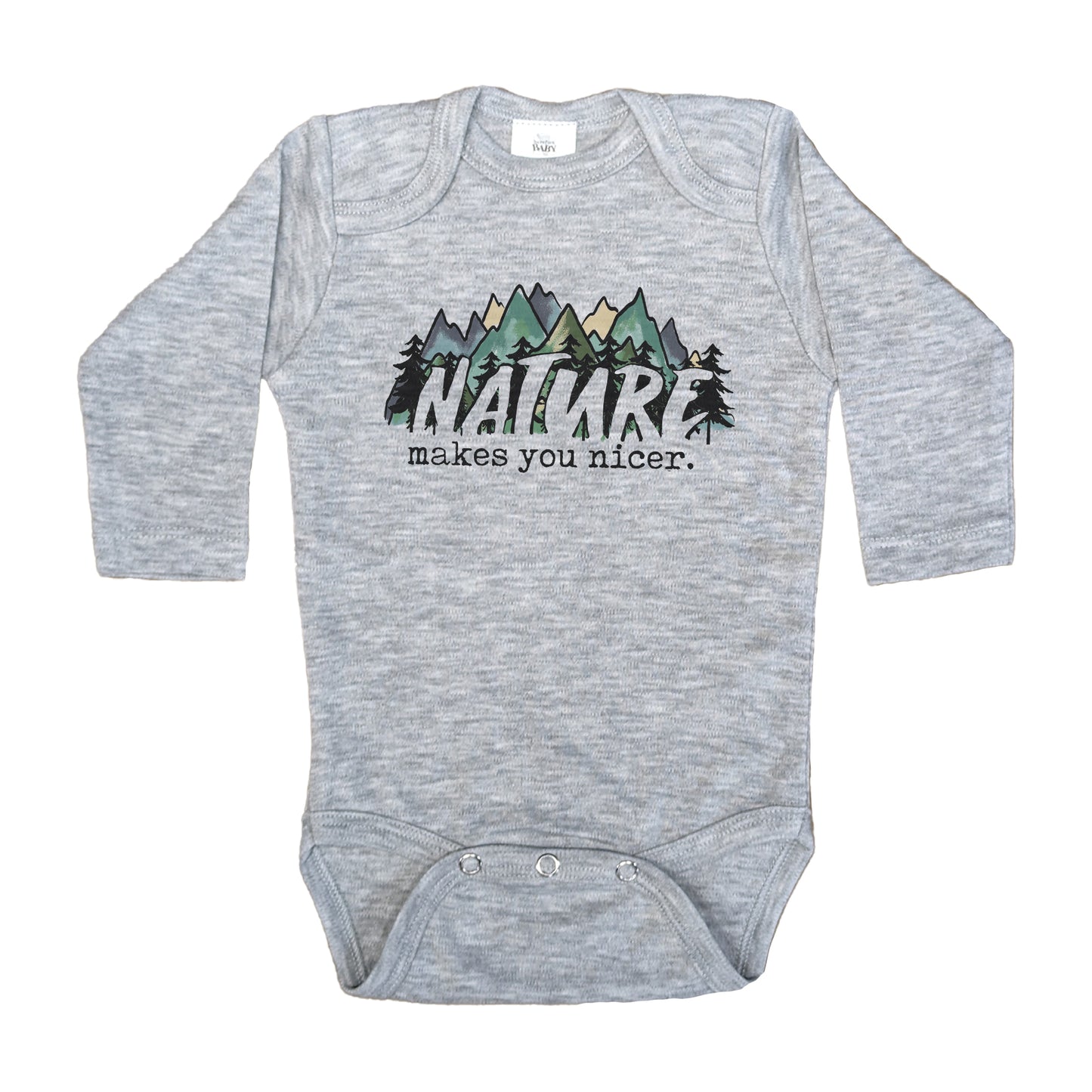 "Nature Makes you Nicer" Baby Boy Mountain Body Suit