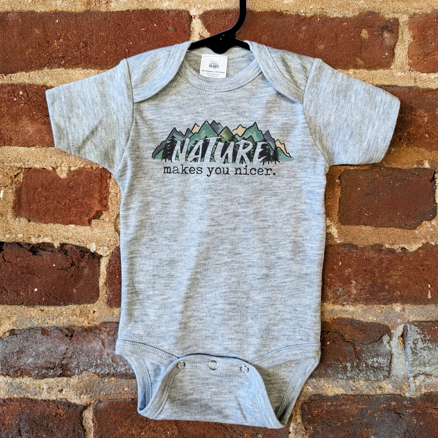 "Nature Makes you Nicer" Baby Boy Mountain Body Suit