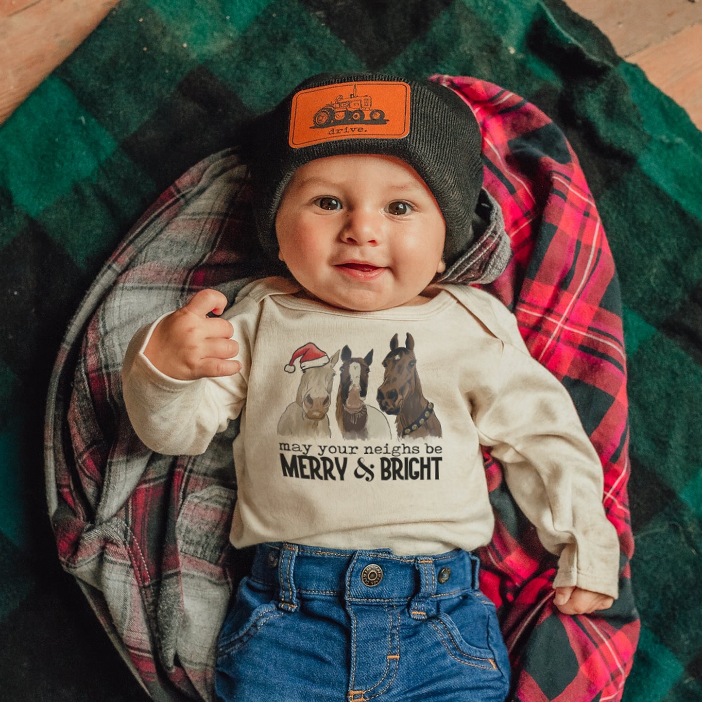 "May Your Neighs be Merry & Bright" Country Western Horse Baby Body Suit