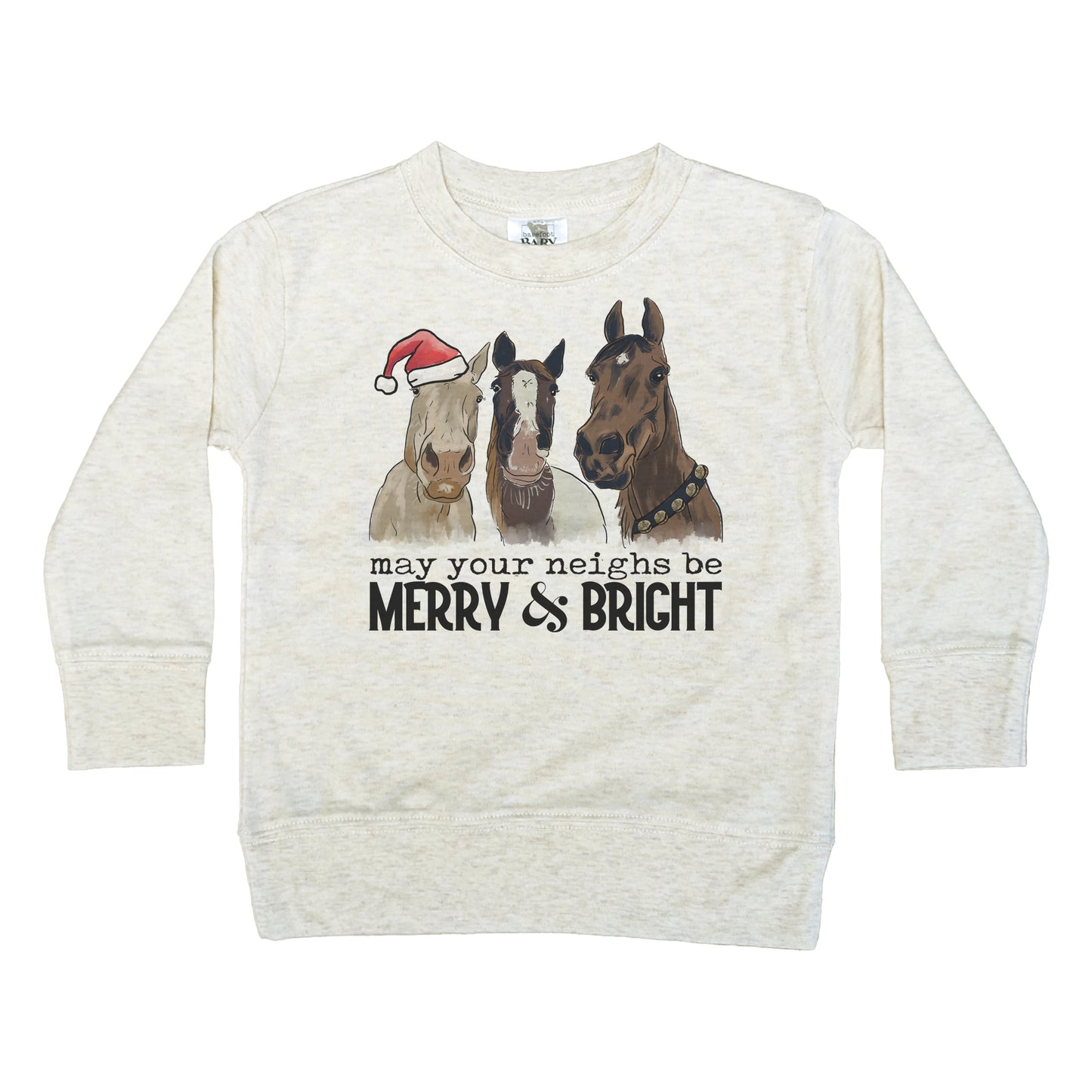 "May Your Neighs be Merry & Bright" Country Western Horse Kid Christmas Long Sleeve