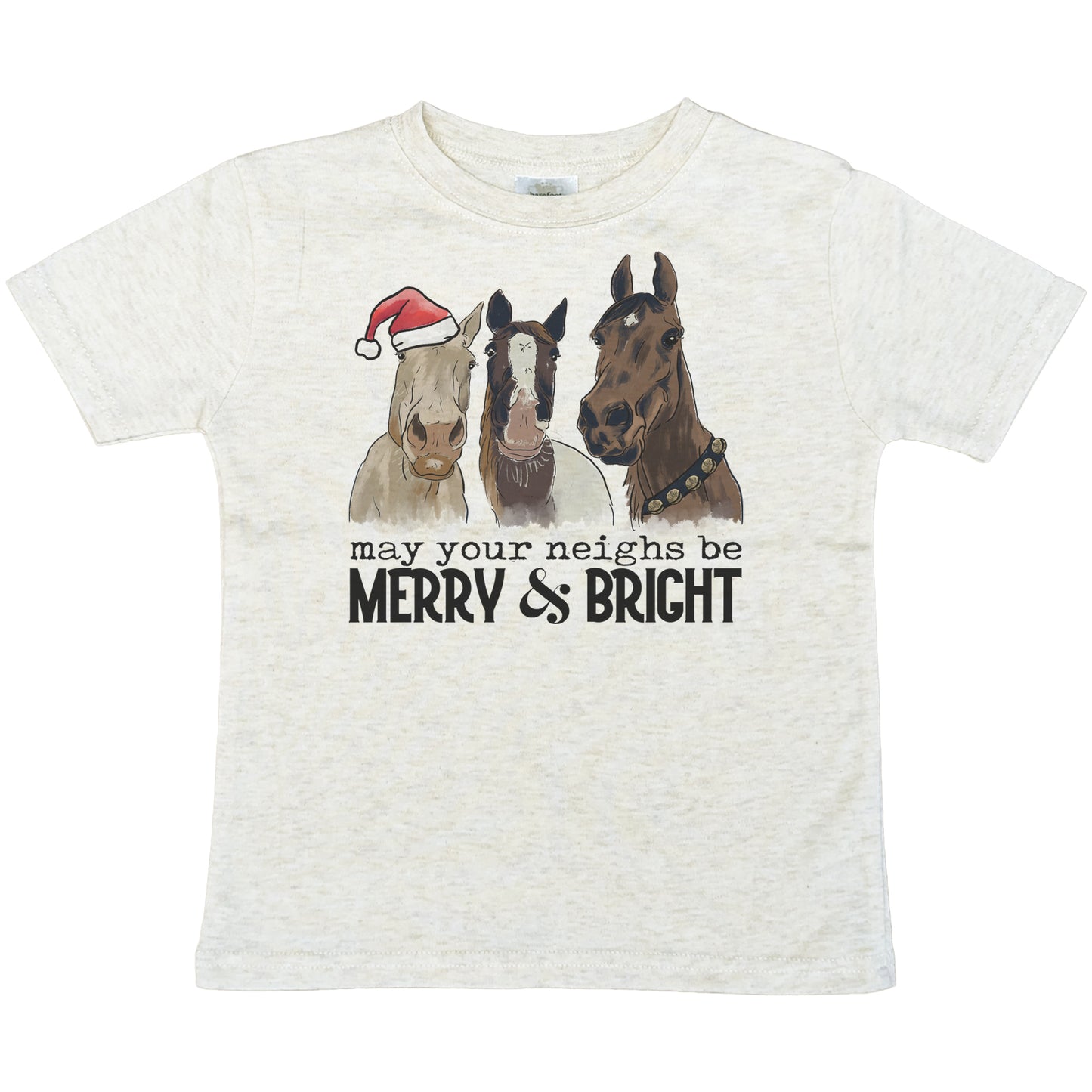 "May Your Neighs be Merry & Bright" Country Western Horse Kid Christmas 2024 tee