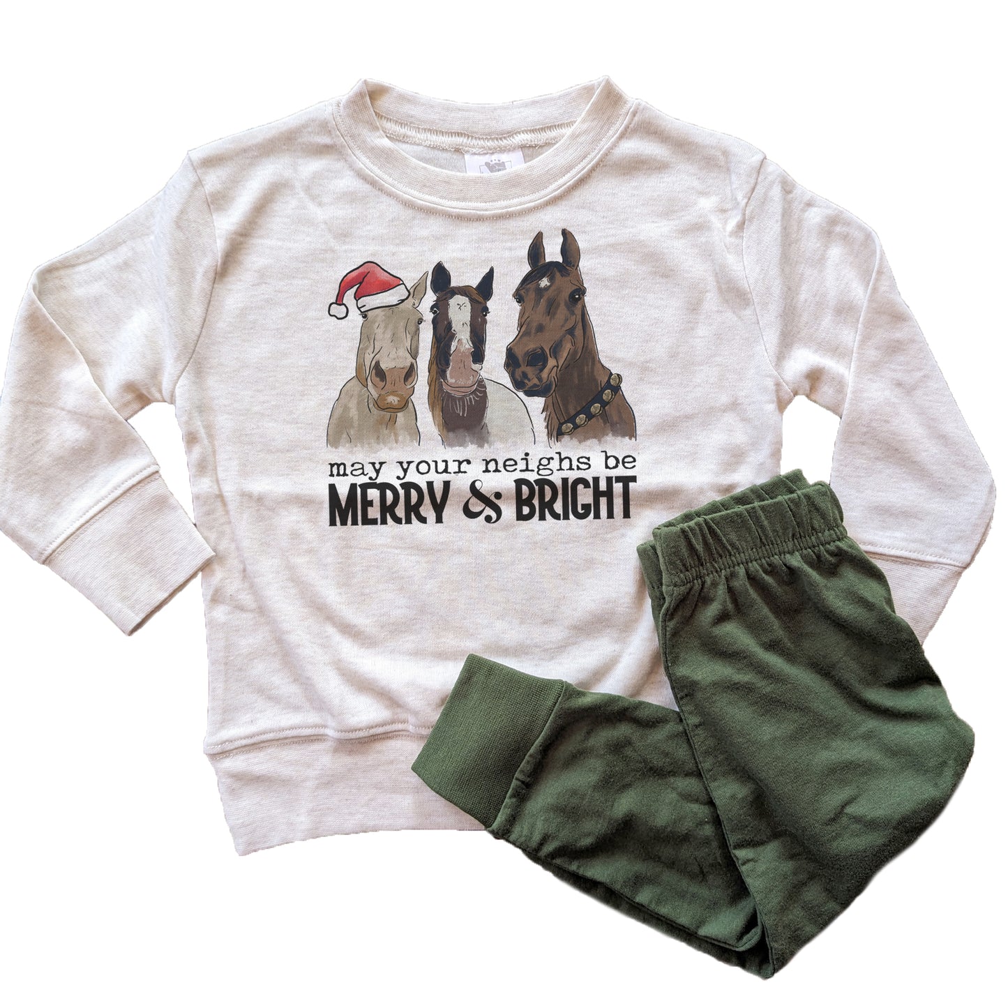 "May Your Neighs be Merry and Bright" Christmas Horse Sleep N' Play Set | Ages 2T-5T Includes Shirt & Joggers