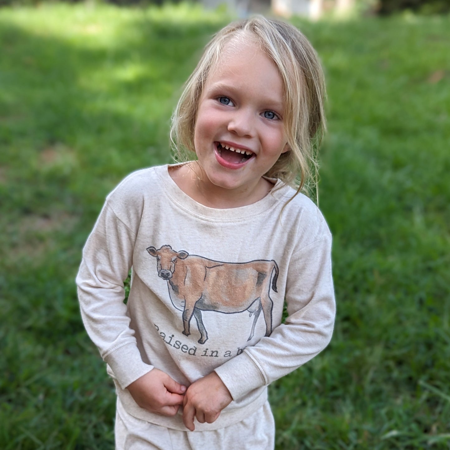 COW "Raised in a barn" Toddler Long Sleeve Shirt