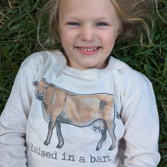 COW "Raised in a barn" Toddler Long Sleeve Shirt