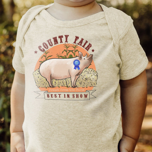 State Fair "best in show" Pig Baby Fall Body Suit