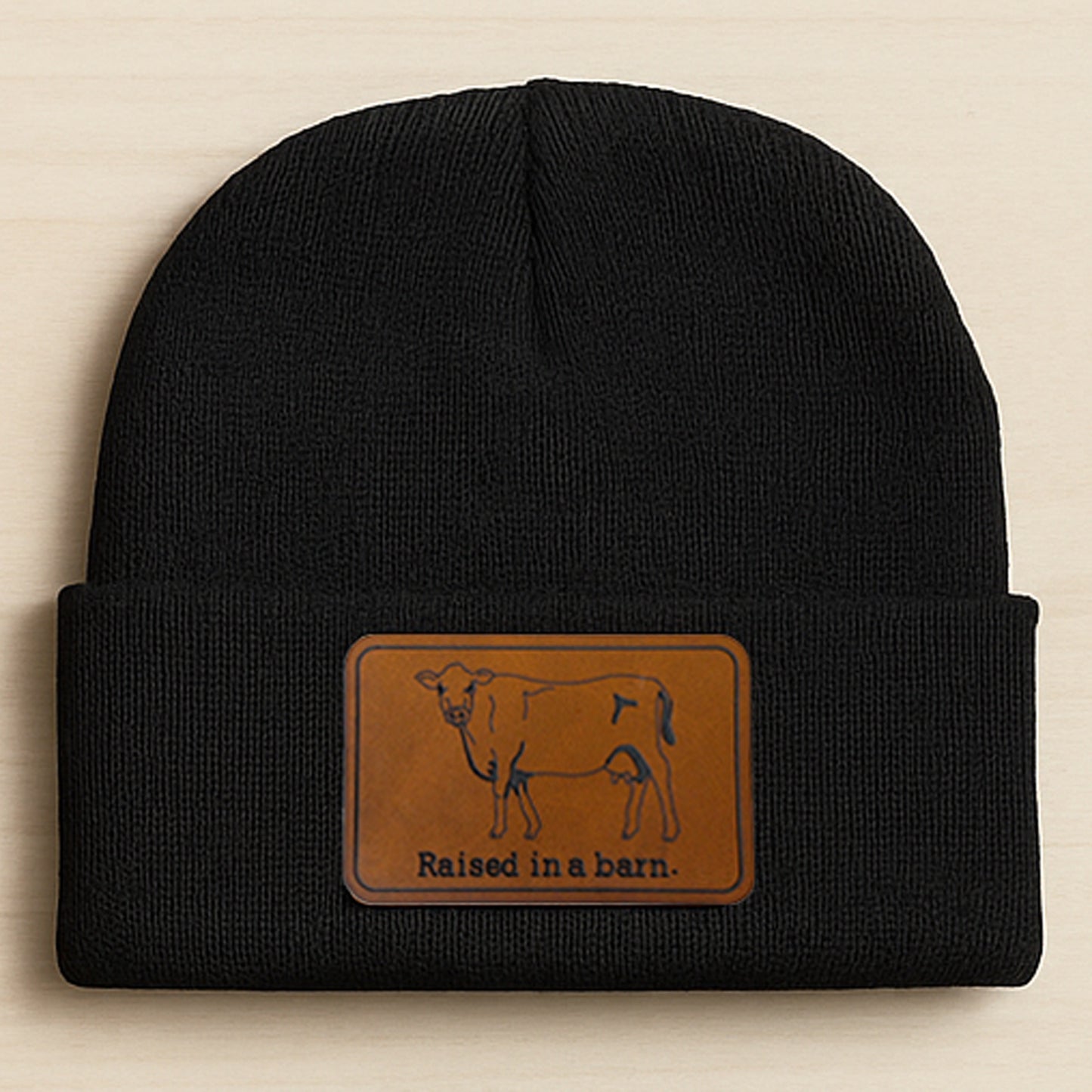 "Raised in a Barn" COW, Farm Life Country Kid Beanie Hat | One Size Fits All | FOUR Color Options