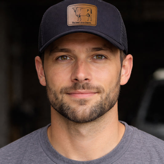 Raised in a Barn Country Cow Adult Trucker Hat | 4 Colors
