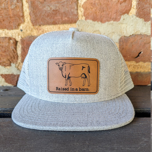 "Raised in a barn Cow" Mesh Back Trucker Hat | Youth Size | FOUR Color Options