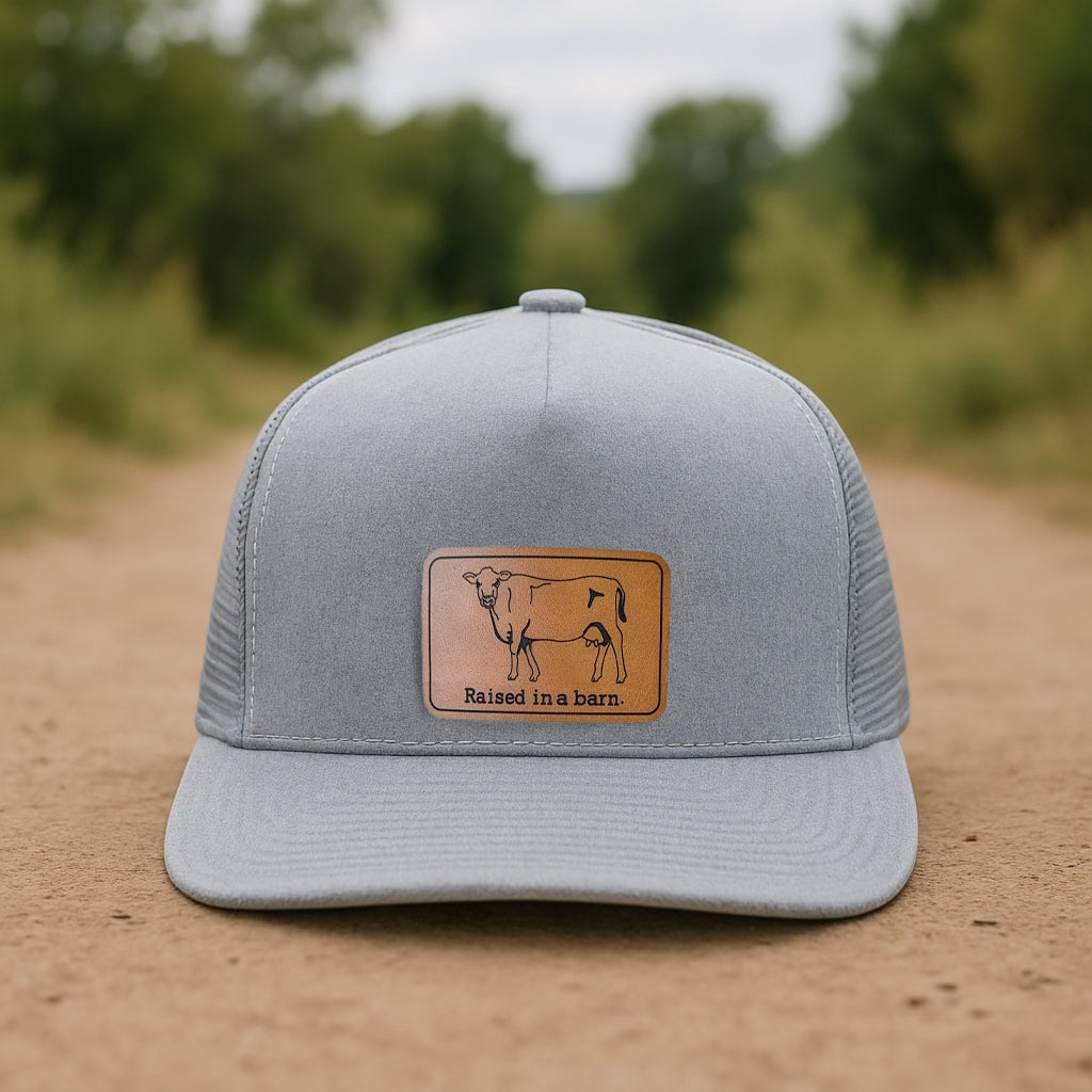Raised in a Barn Country Cow Adult Trucker Hat | 4 Colors