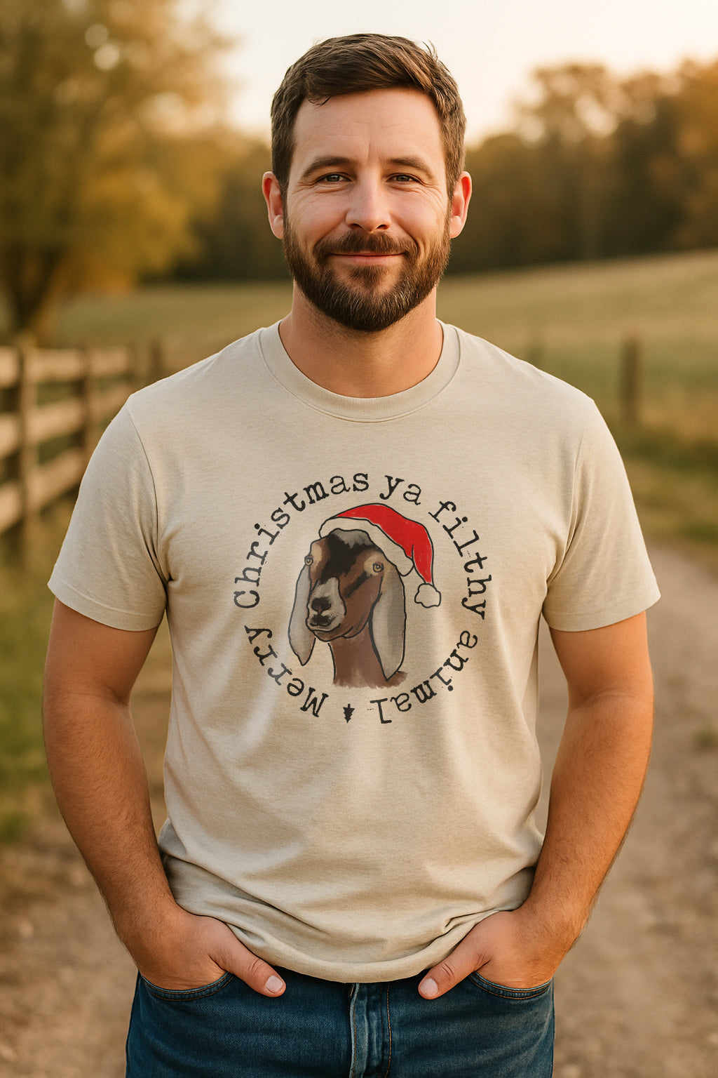 Adult "Filthy Animal" Christmas Goat shirt