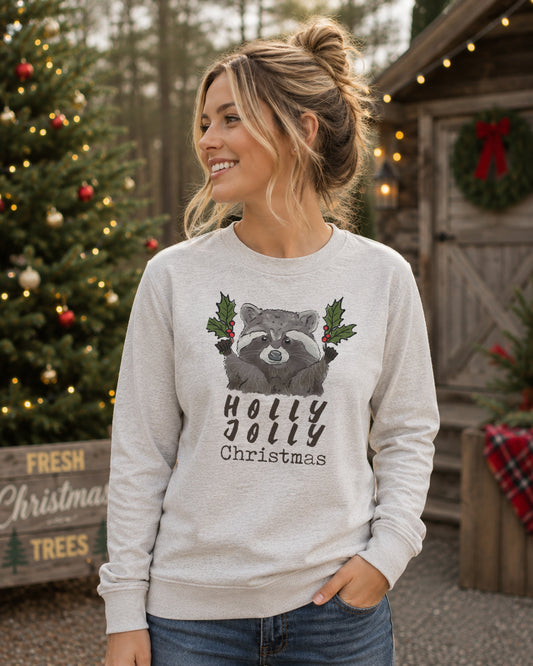 "Holly Jolly" Woodland Raccoon Mommy & Me ADULT Unisex Shirt