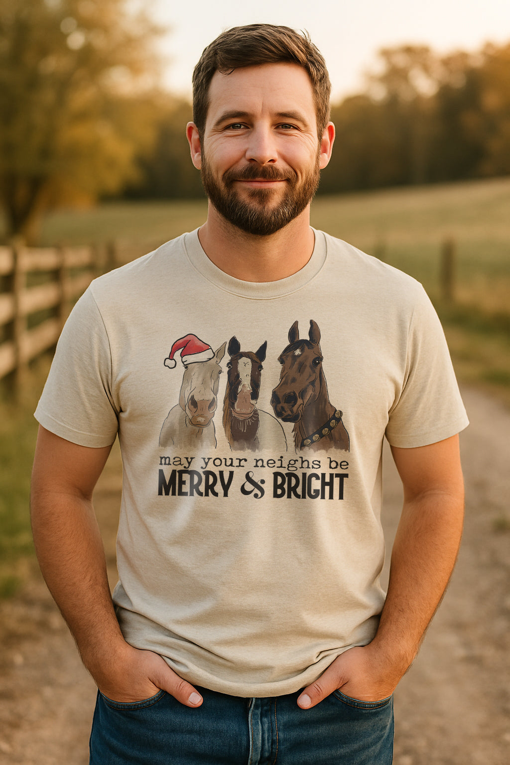 "May Your Neighs be Merry & Bright" Country Western Christmas Mommy & Me ADULT Shirt