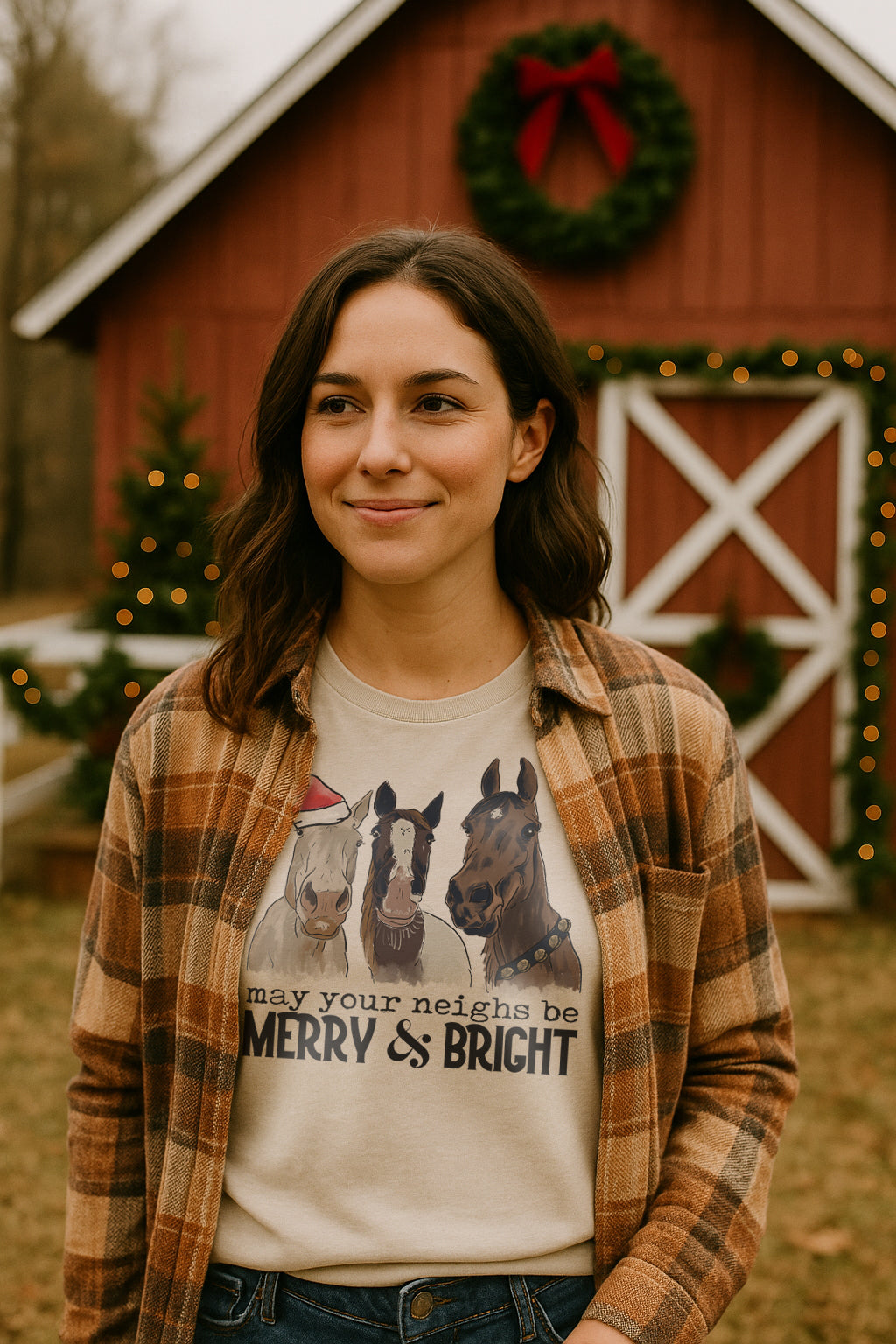 "May Your Neighs be Merry & Bright" Country Western Christmas Mommy & Me ADULT Shirt