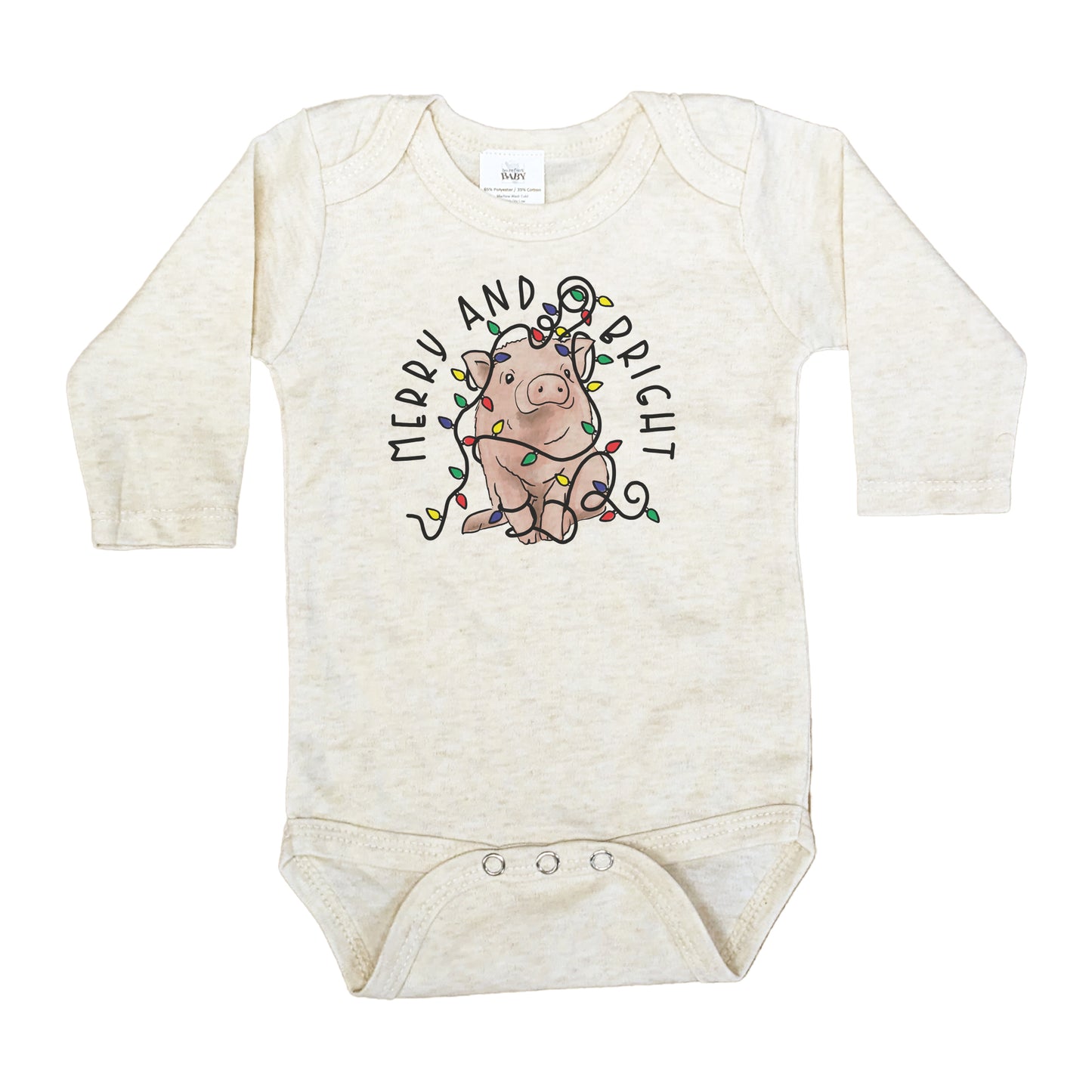 "Merry & Bright" Pig Country Western Farm Baby Body Suit