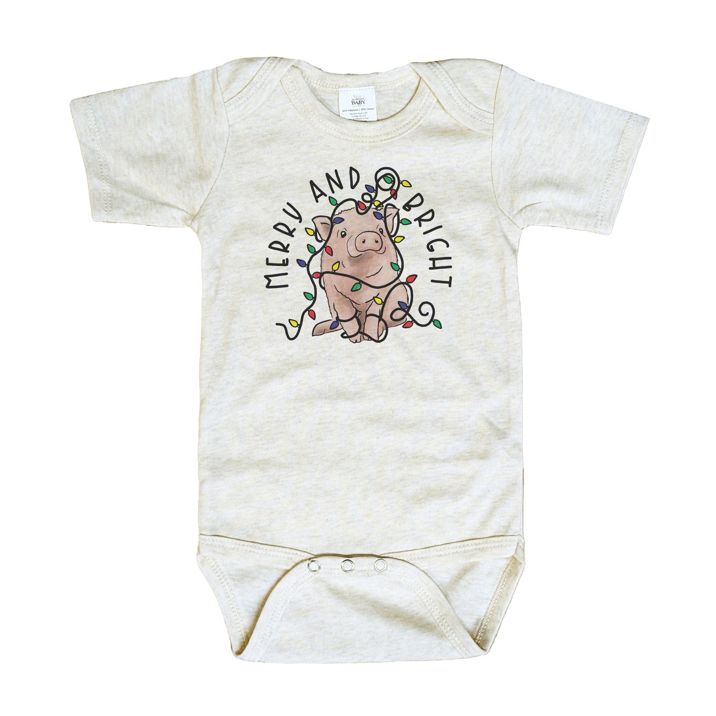 "Merry & Bright" Pig Country Western Farm Baby Body Suit