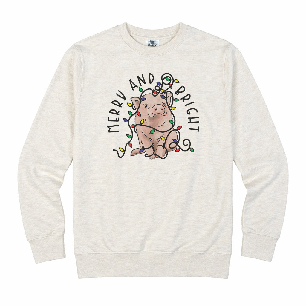 "Merry & Bright" Pig Country Western Christmas Mommy & Me ADULT Shirt