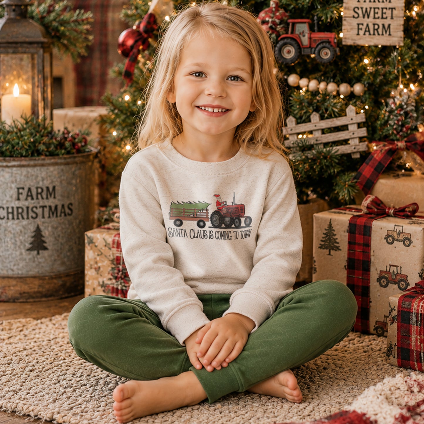 "Santa Claus is coming to town" Christmas Pajama Set
