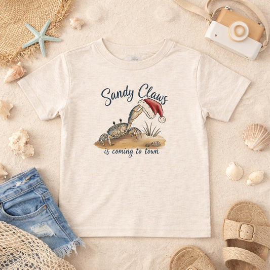 "Sandy Claws" Beach Holiday Coastal Christmas Kid's T-Shirt