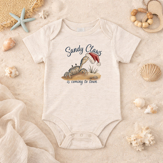 "Sandy Claws" Beach Holiday Coastal Christmas Baby Body Suit
