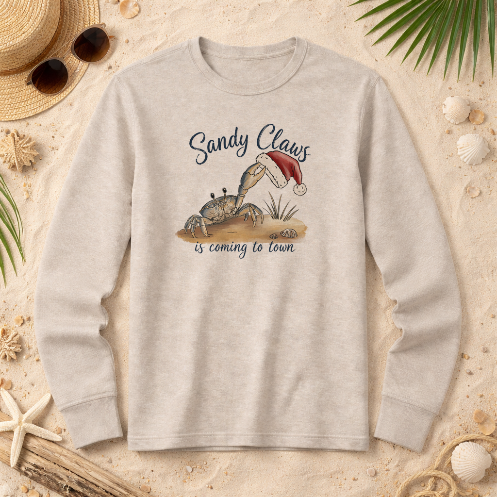 "Sandy Claws" Beach Holiday Coastal Christmas Adult Shirt