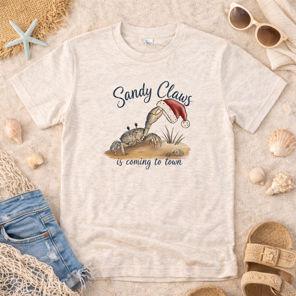 "Sandy Claws" Beach Holiday Coastal Christmas Adult Shirt