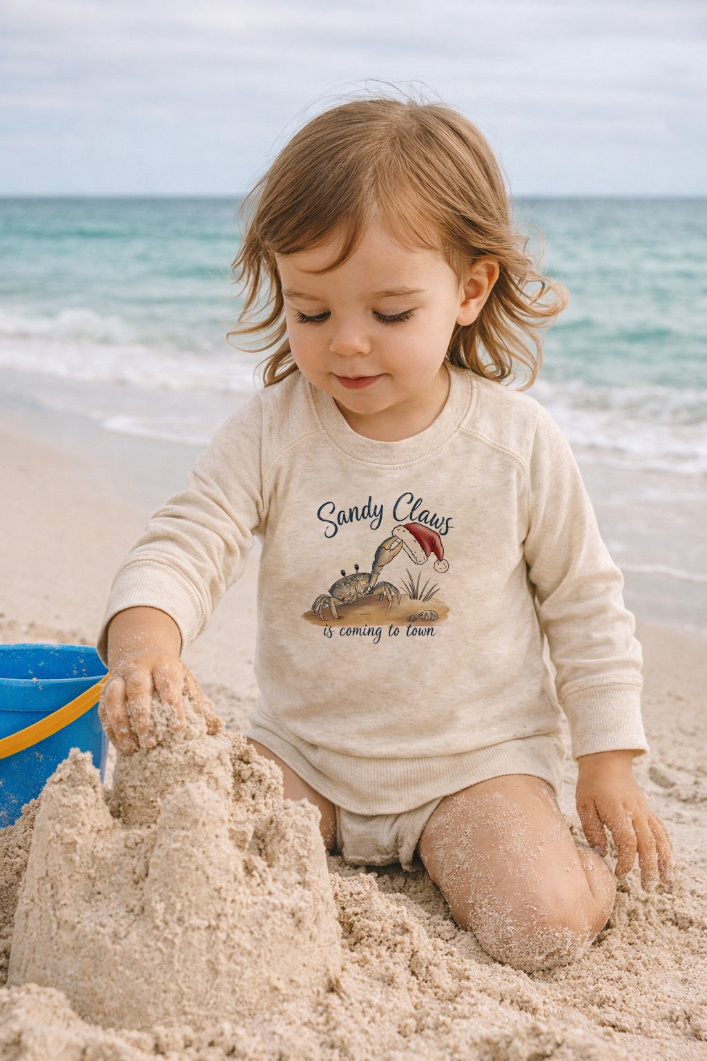 "Sandy Claws" Beach Holiday Coastal Christmas Kid's Long Sleeve Shirt