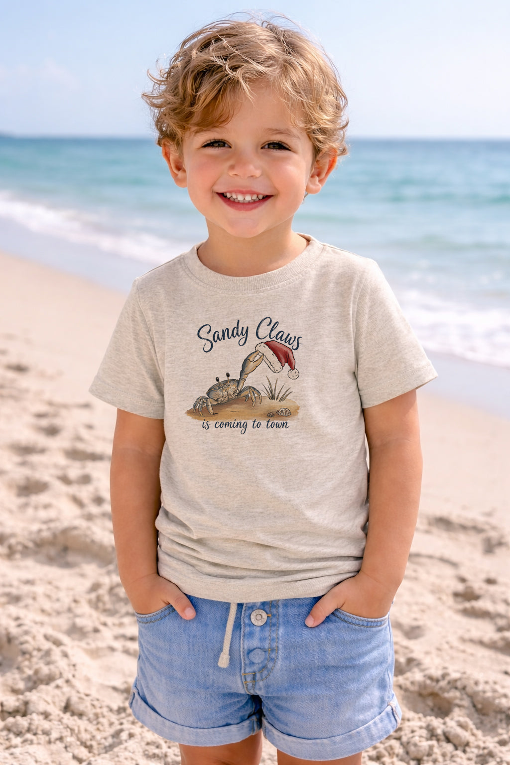 "Sandy Claws" Beach Holiday Coastal Christmas Kid's T-Shirt