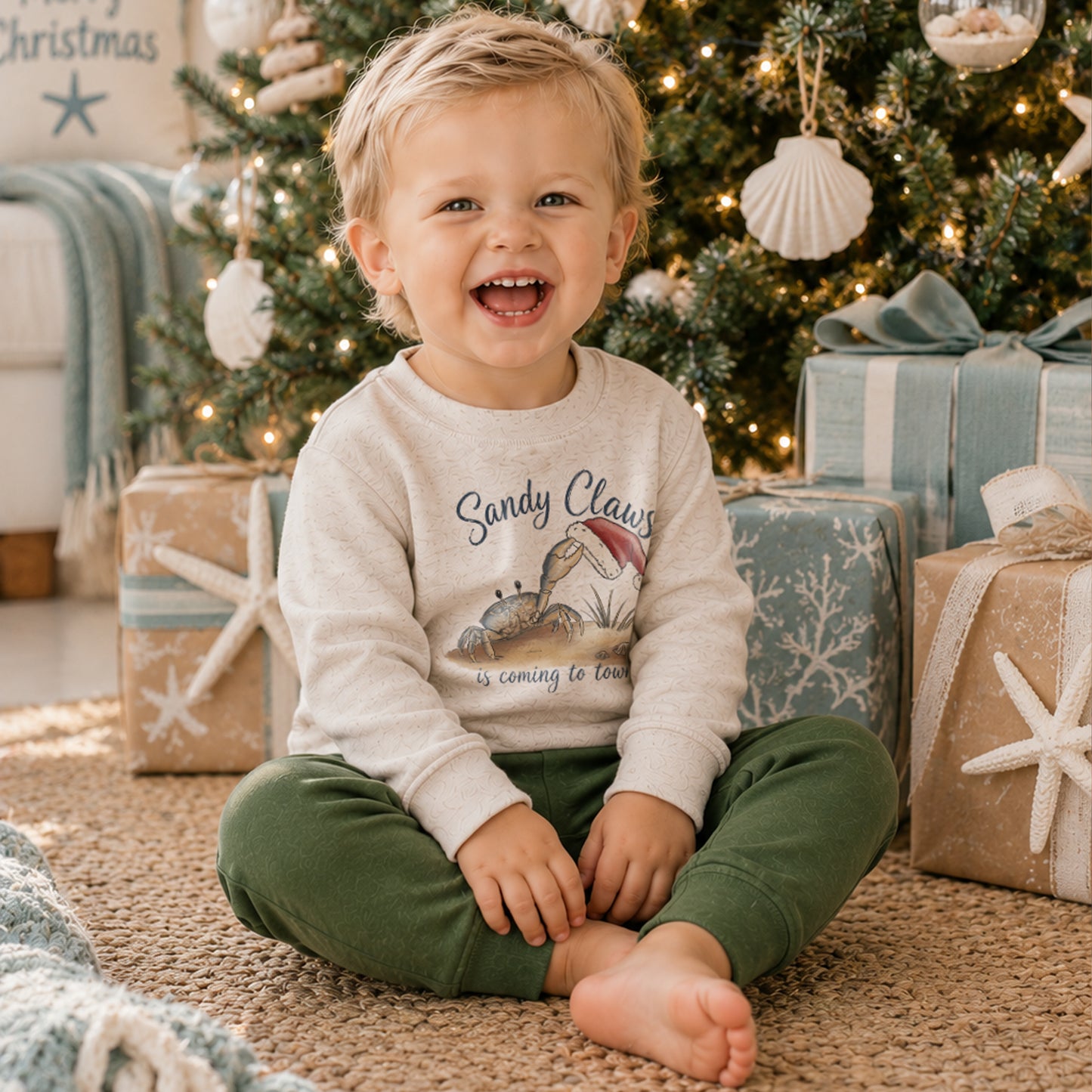"Sandy Claws is coming to Town" Christmas BEACH Pajamas