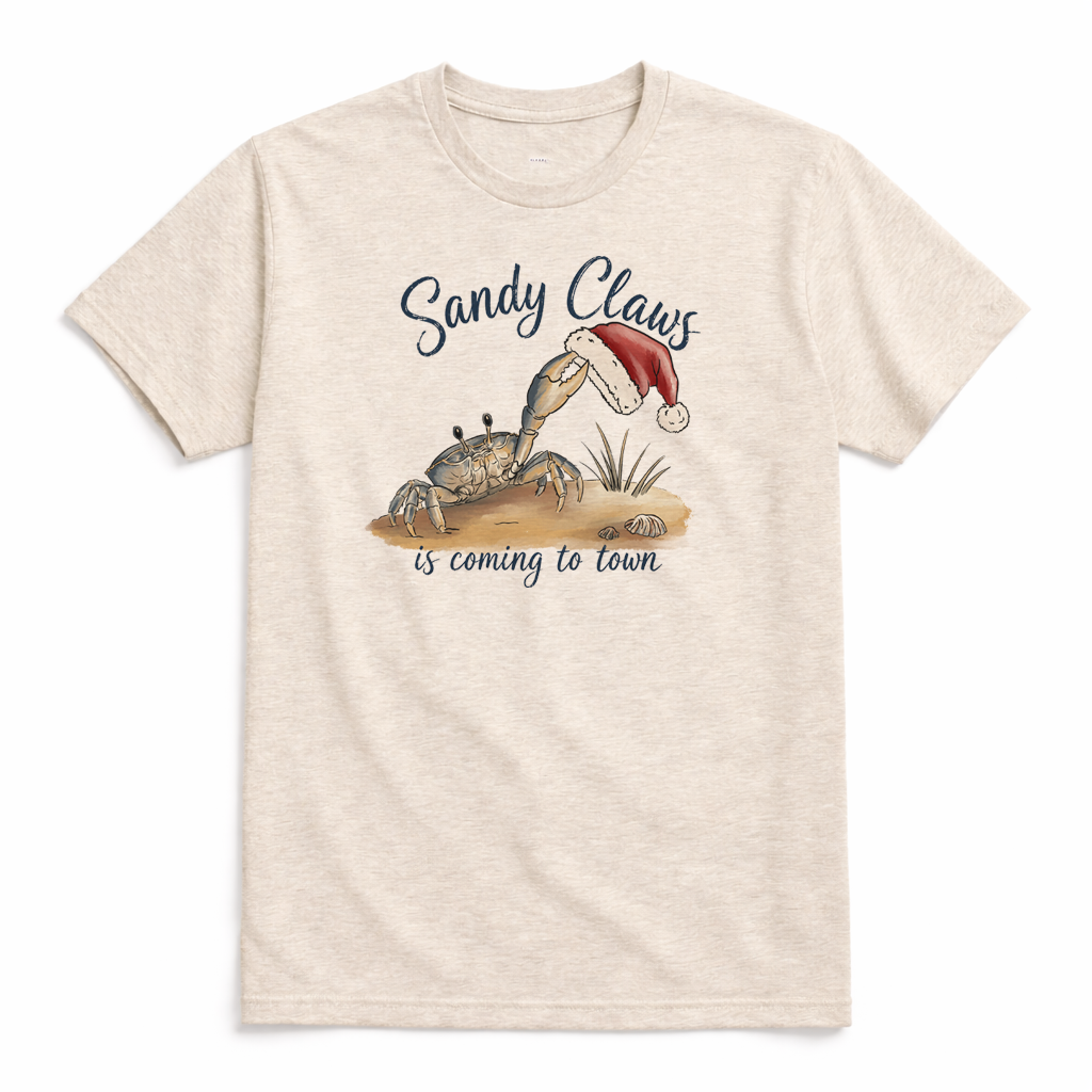 "Sandy Claws" Beach Holiday Coastal Christmas Adult Shirt