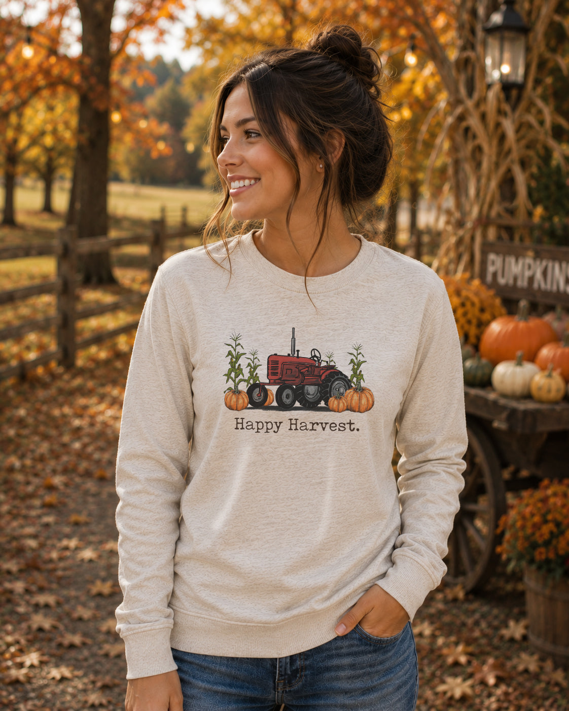 ADULT "Happy Harvest" Red Tractor Unisex Shirt