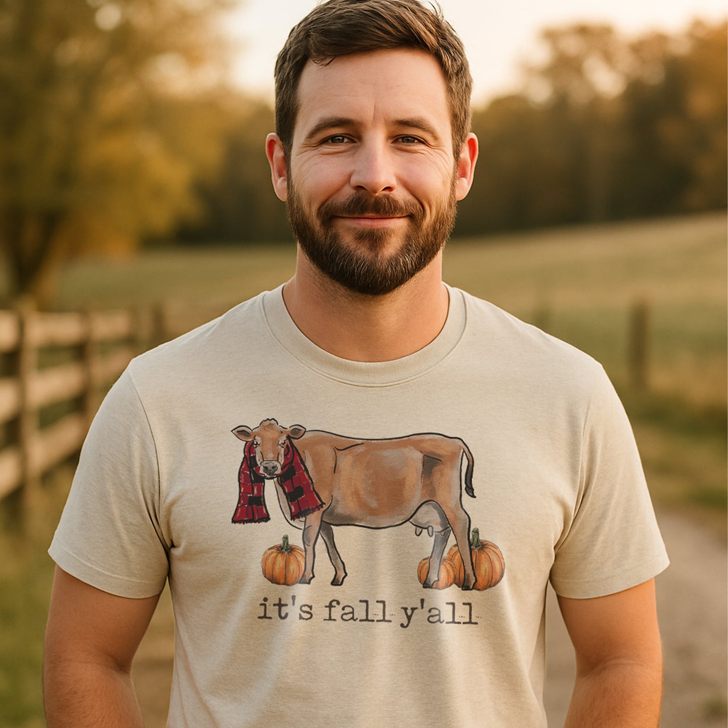 Adult "It's fall y'all" Cow Long or Short Sleeve Shirt