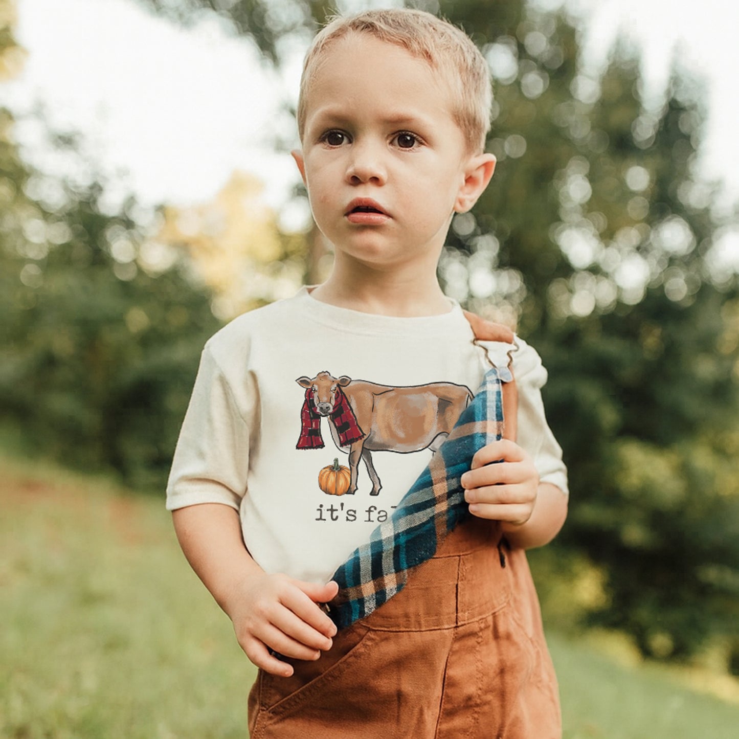 "It's fall y'all" Cow Long or Short Sleeve Shirt for Kids