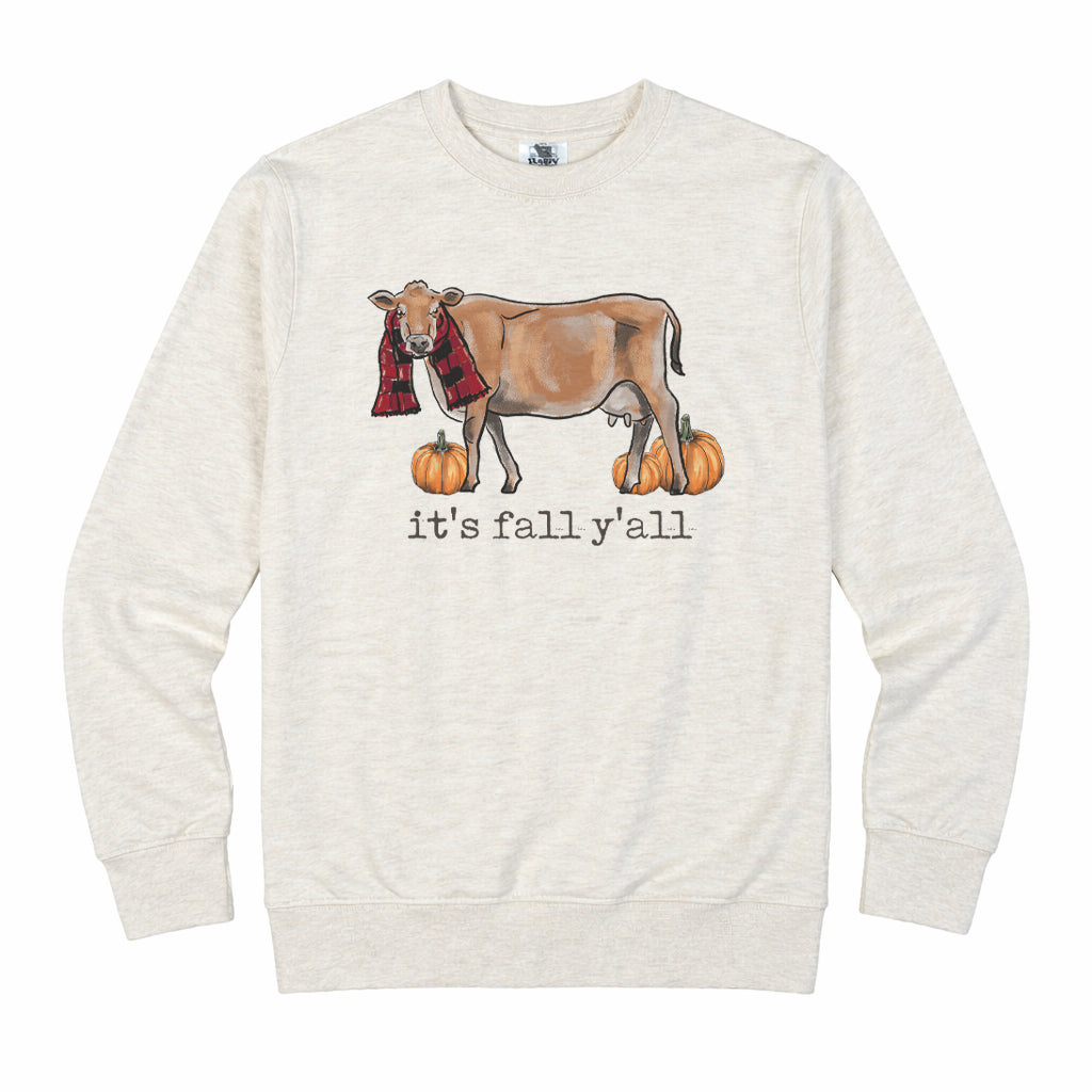Adult "It's fall y'all" Cow Long or Short Sleeve Shirt
