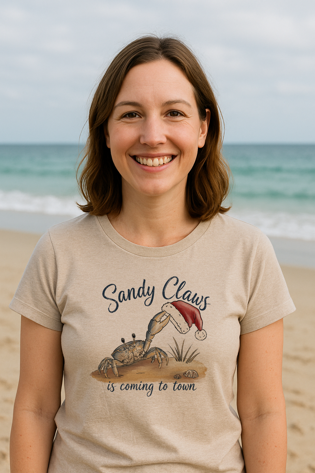 "Sandy Claws" Beach Holiday Coastal Christmas Adult Shirt