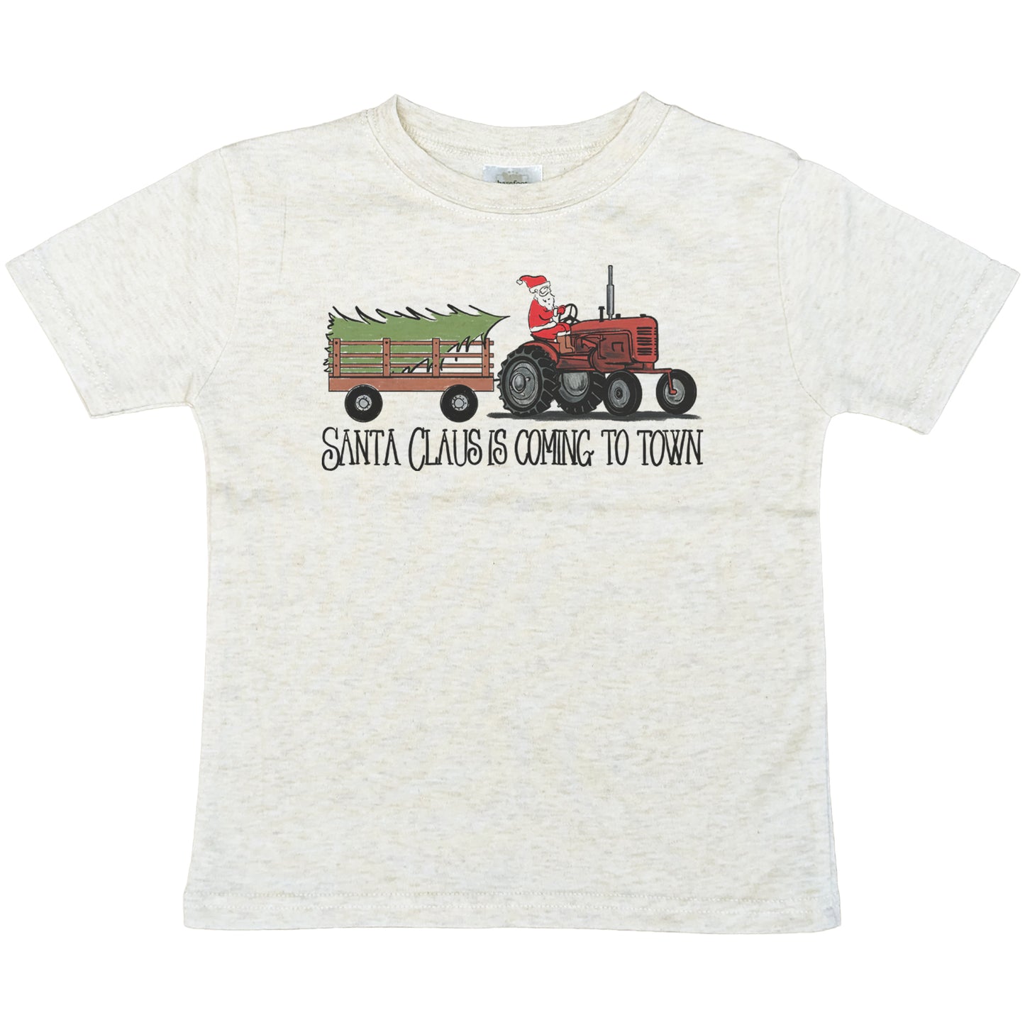 "Santa Claus is coming to town" Country Western Tractor Kid Christmas tee