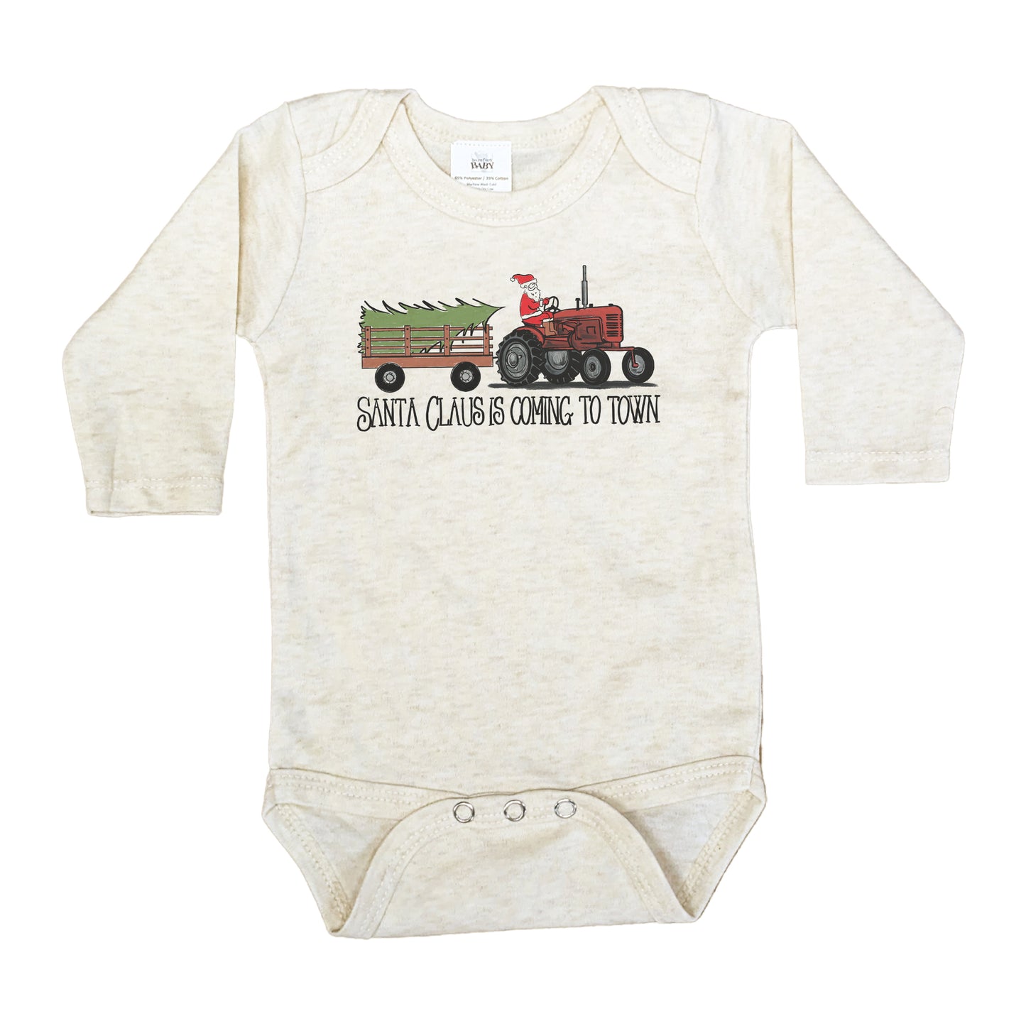 "Santa Claus is coming to town" Country Western Tractor Baby Body Suit