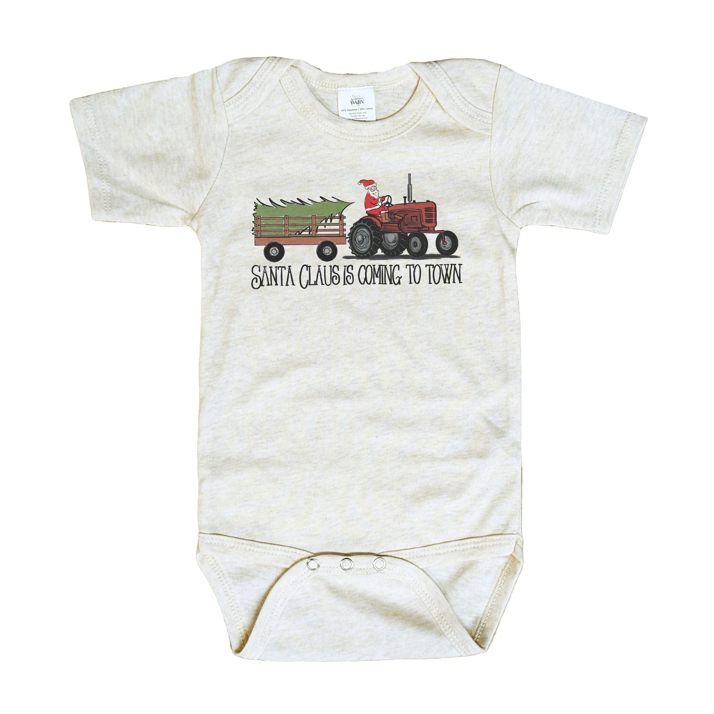 "Santa Claus is coming to town" Country Western Tractor Baby Body Suit