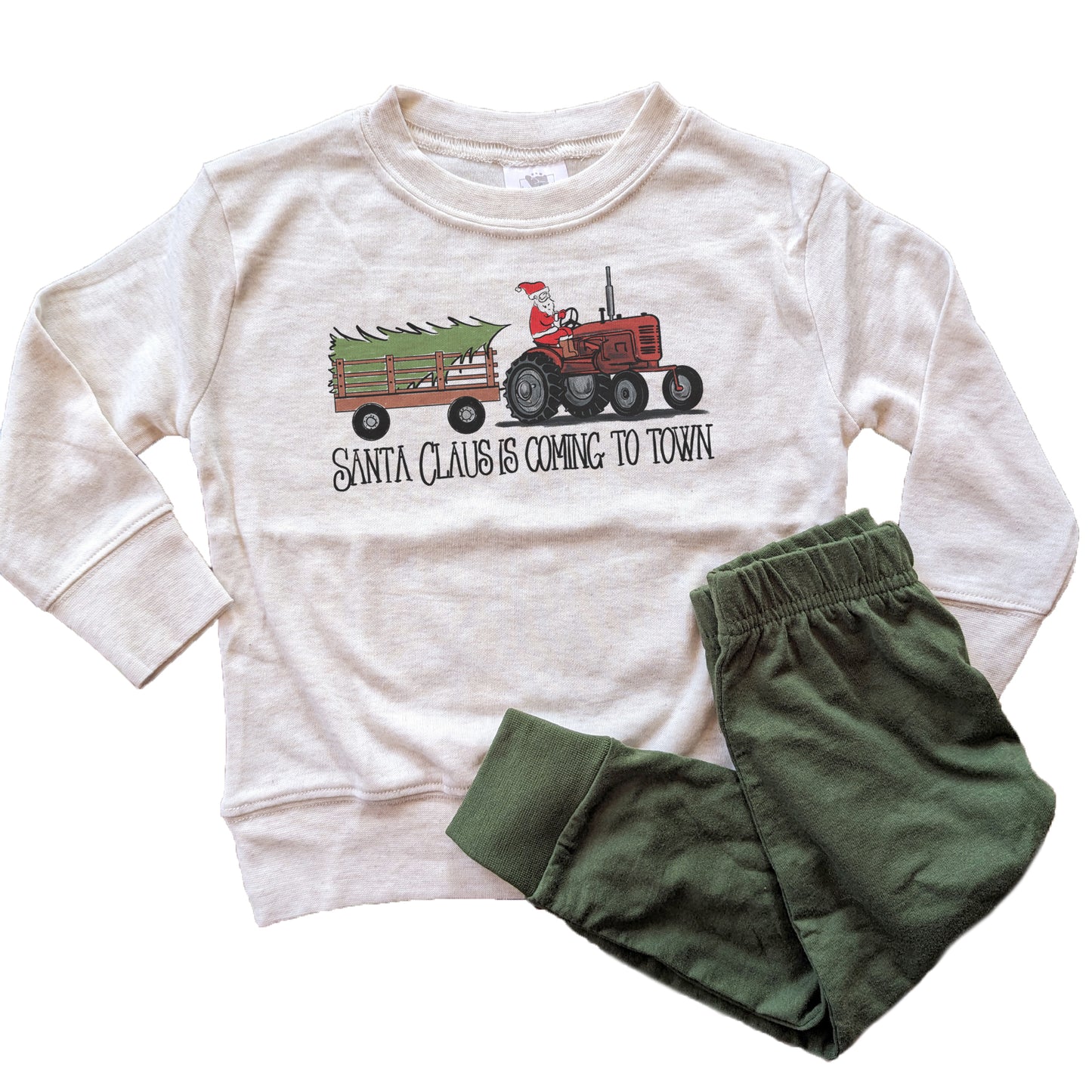 "Santa Claus is coming to town" Christmas Sleep N' Play Set | Ages 2T-5T Includes Shirt & Joggers
