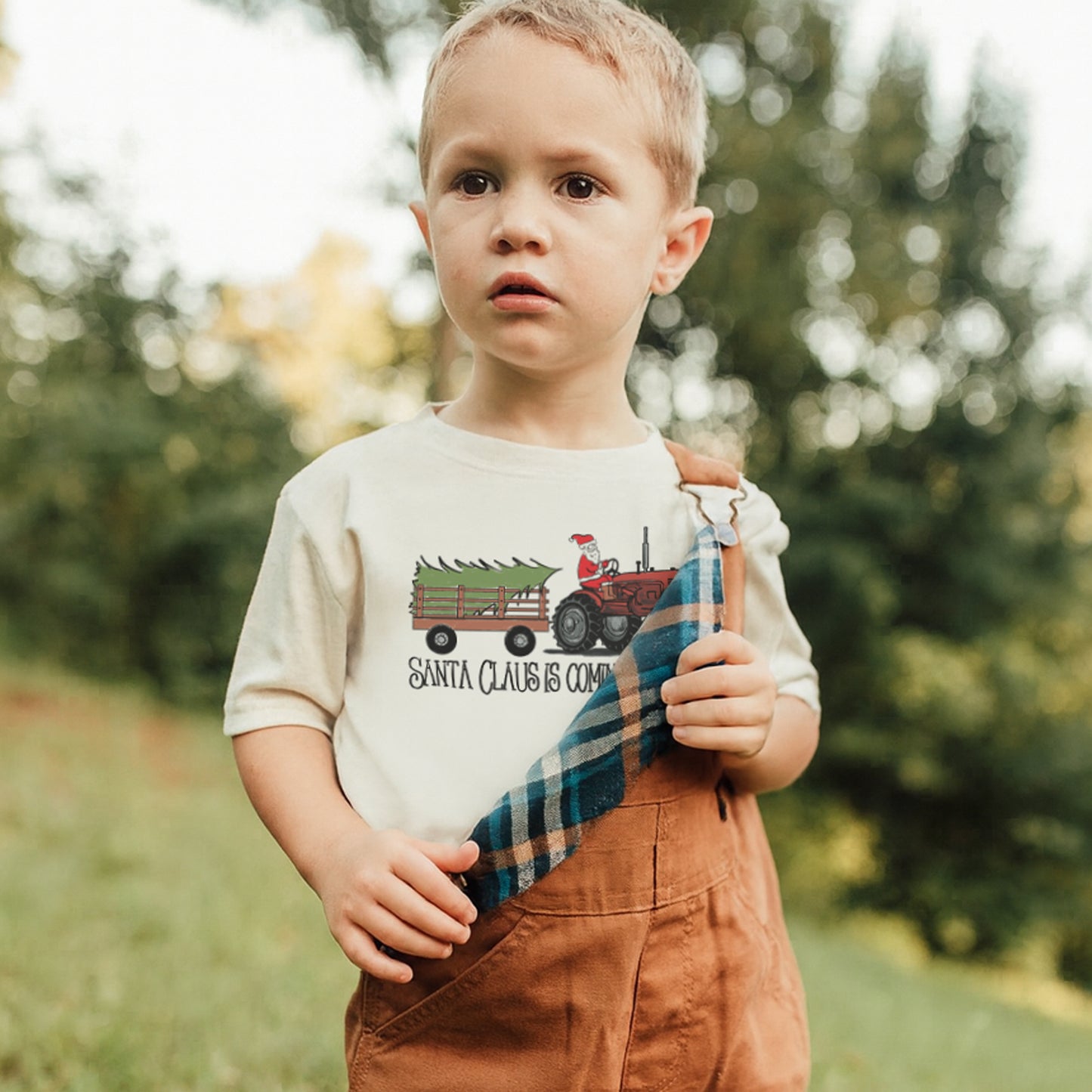 "Santa Claus is coming to town" Country Western Tractor Baby Body Suit