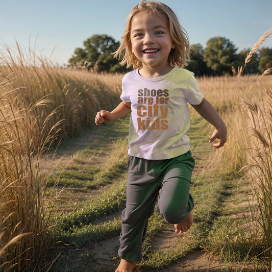 "Shoes are for city kids" Unisex Barefoot Baby tee