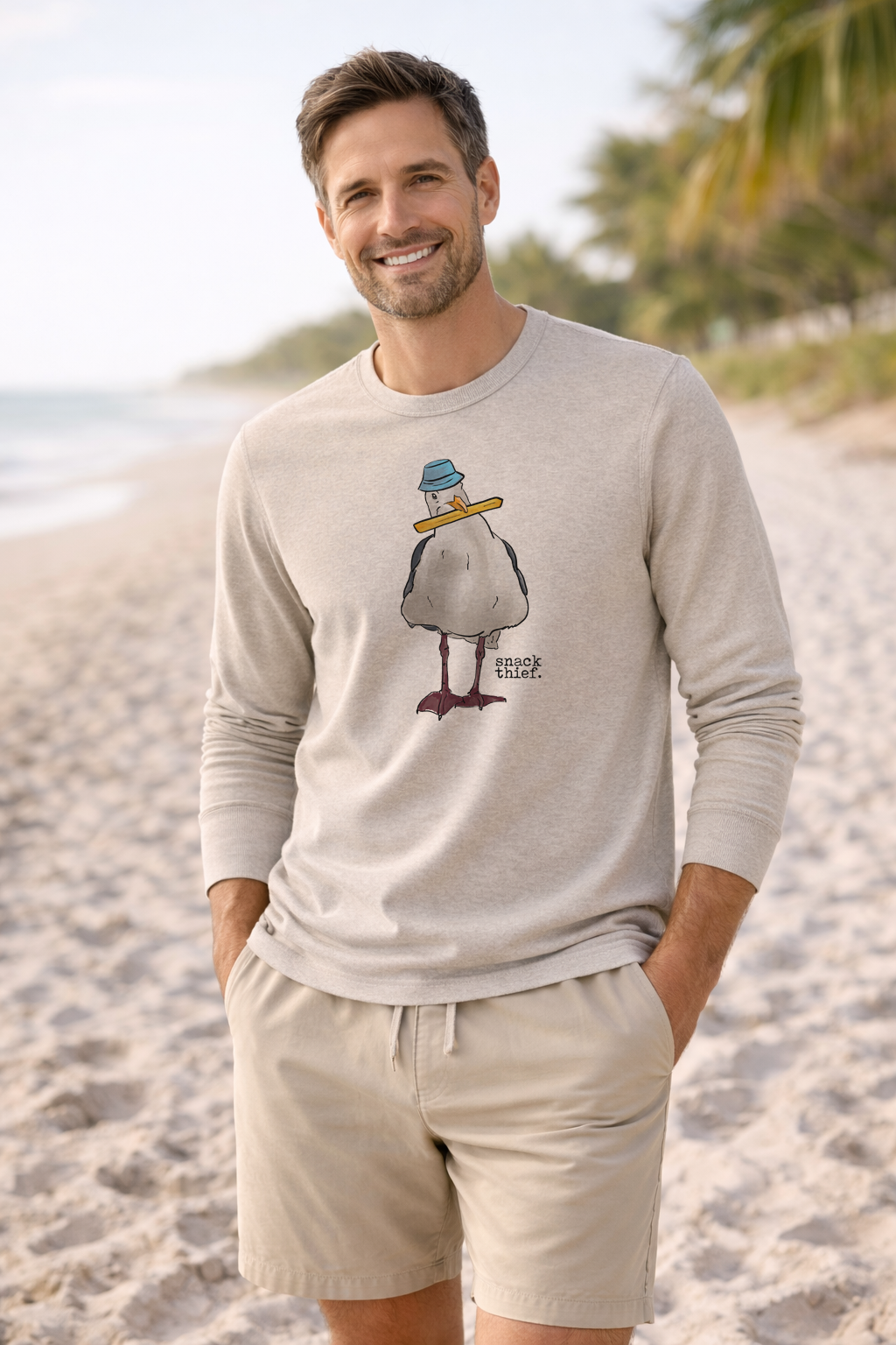 "Snack Thief" Sea Gull Coastal Beach Adult Shirt