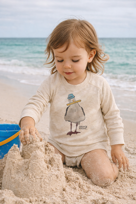 "Snack Thief" Sea Gull Beach Kid's Long Sleeve Shirt