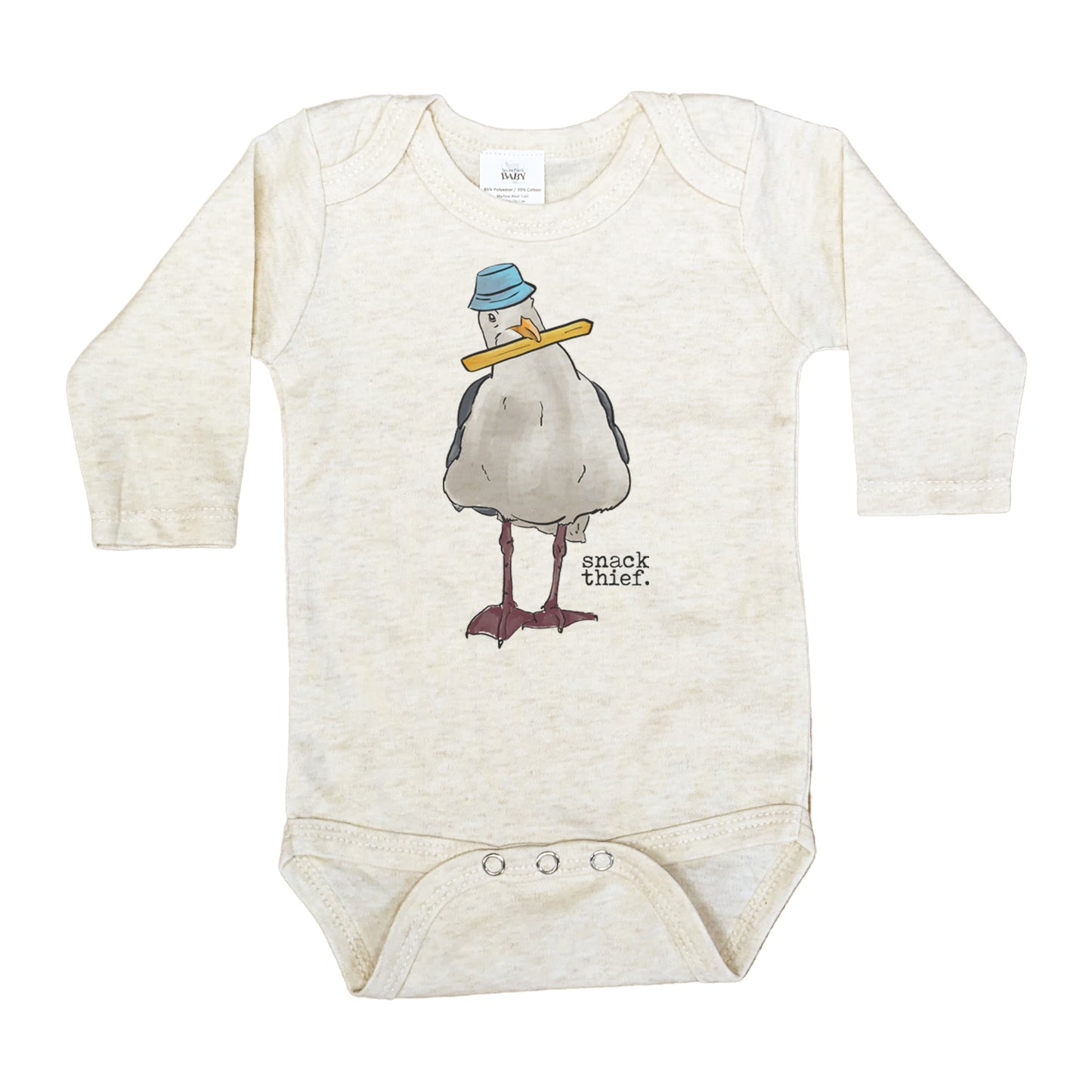 "Snack Thief" Sea Gull Beach Baby Body Suit