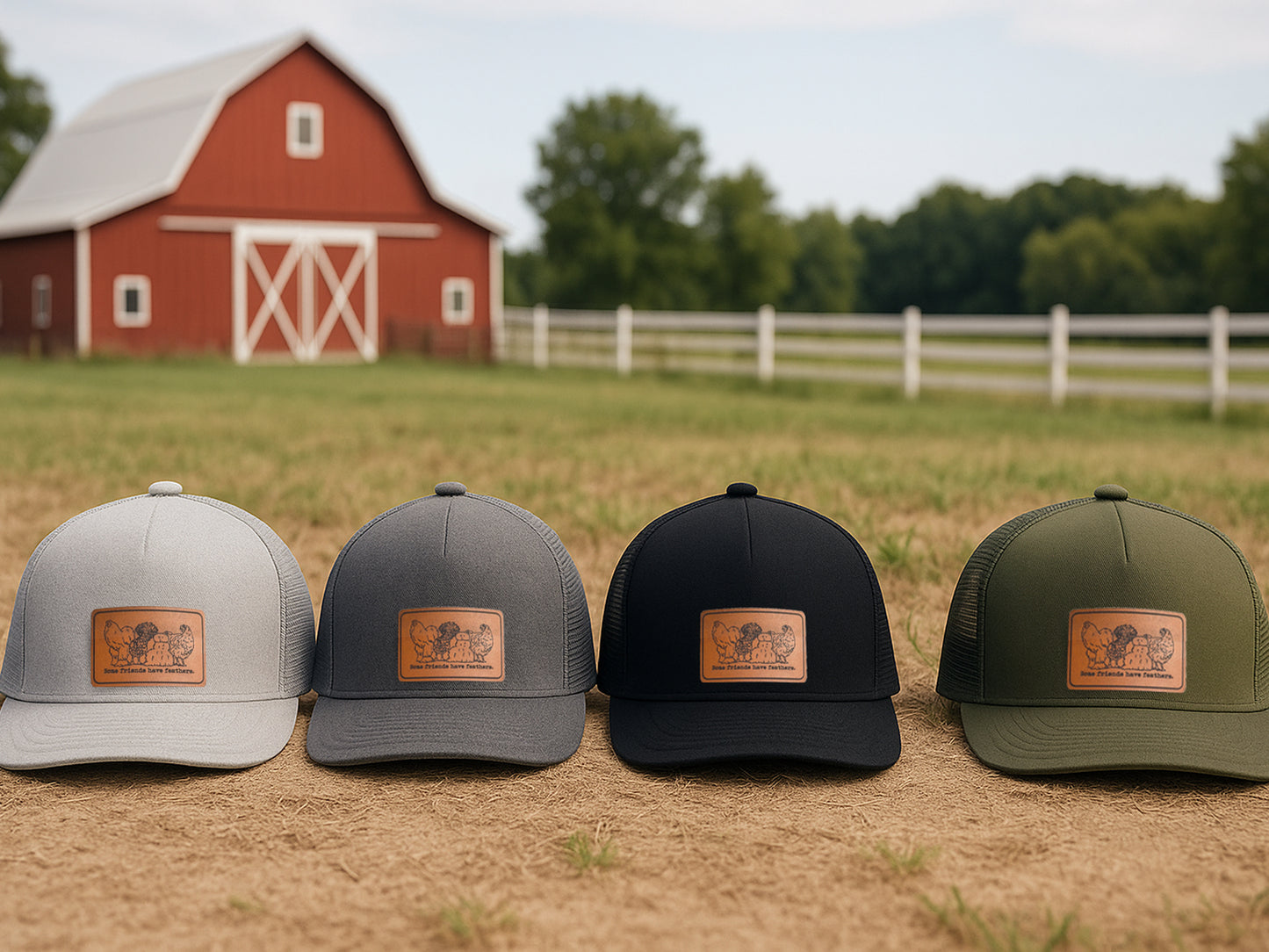 "Some Friends have Feathers" Chicken Trucker Hat  | FOUR Color Options