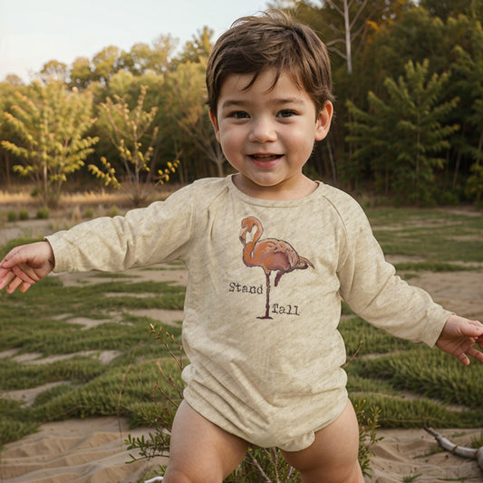 "Stand Tall" Flamingo Baby Body Suit Summer Beach Toddler