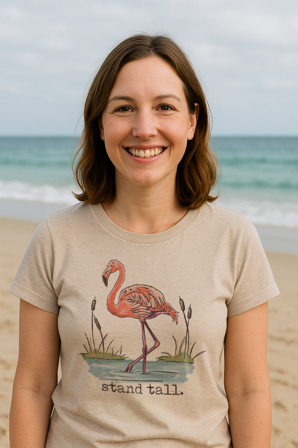 "Stand Tall" Flamingo Adult Summer Beach Tee