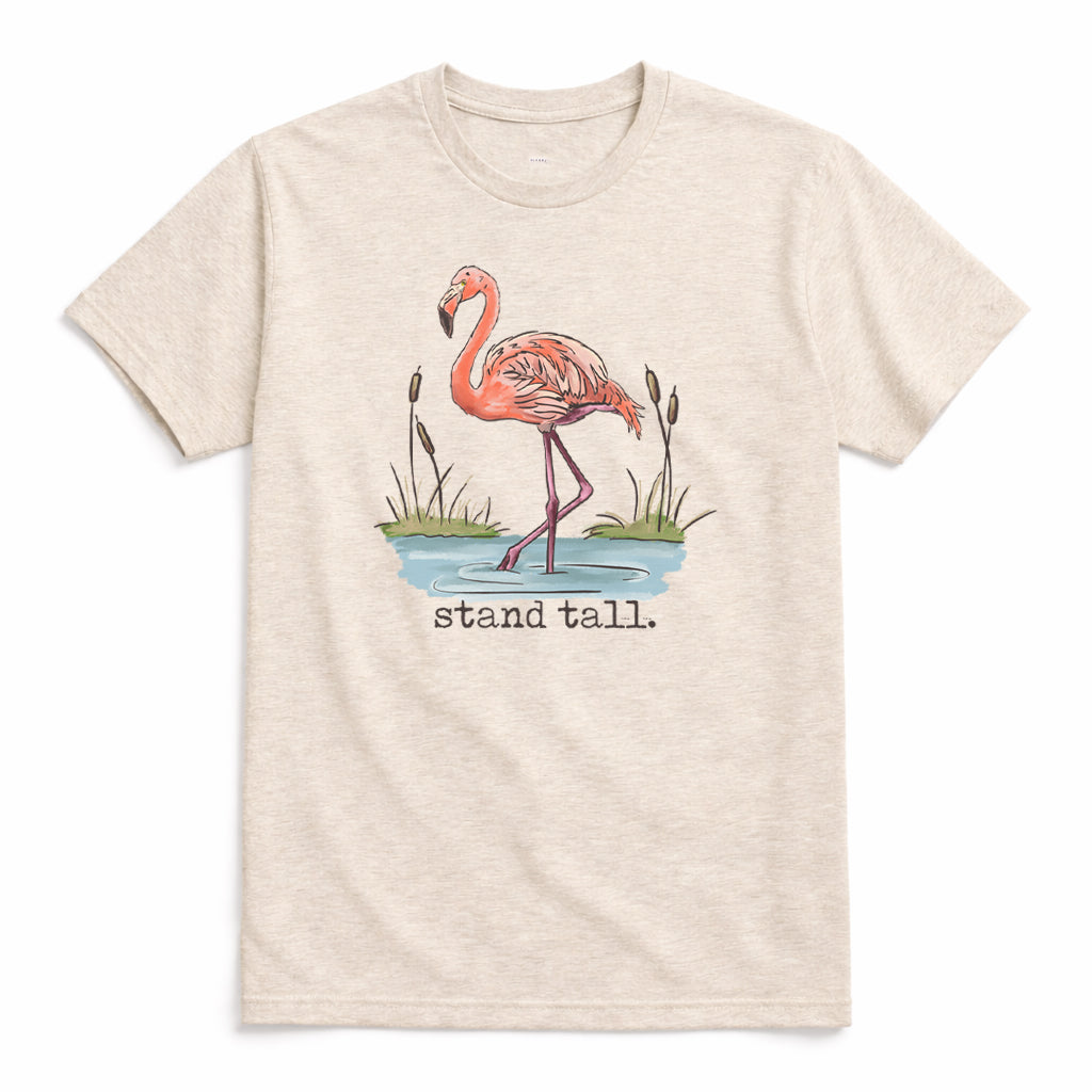 "Stand Tall" Flamingo Adult Summer Beach Tee