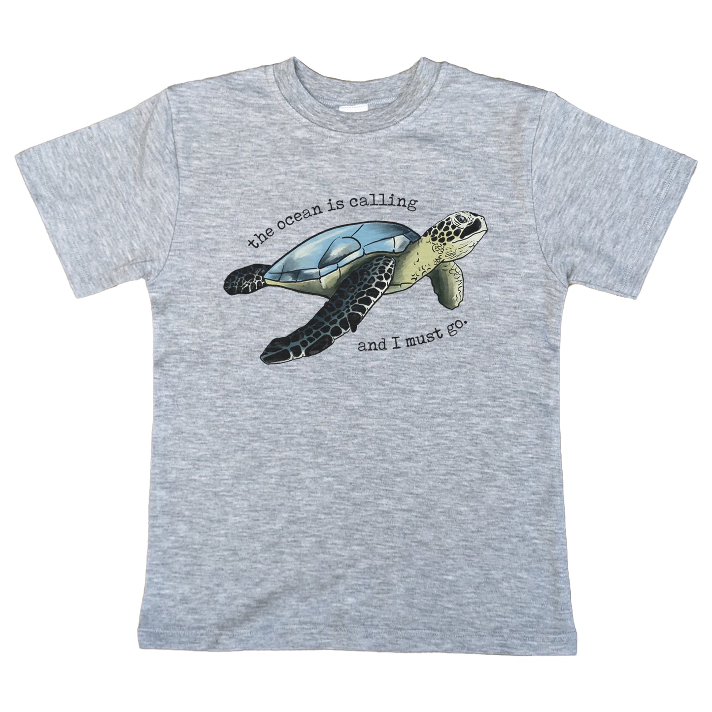 "The Ocean is Calling and I must Go" Grey Sea Turtle Tee